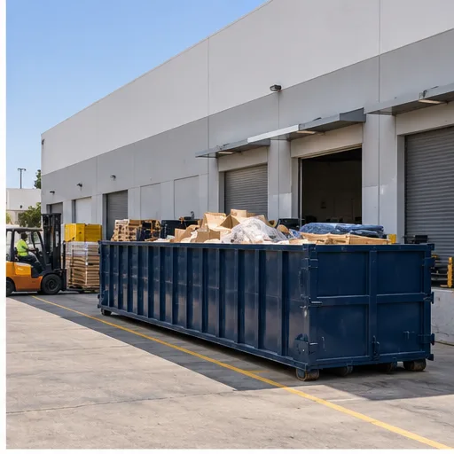 Commercial renovation debris in a roll-off dumpster